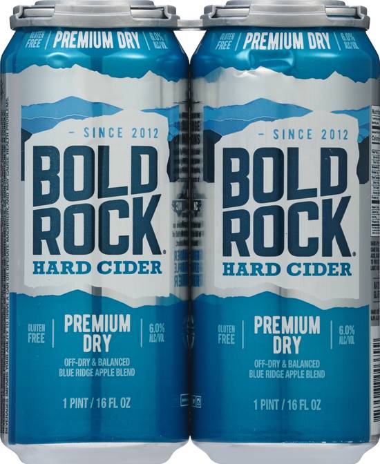 Bold Rock Premium Dry Hard Cider (4 ct, 16 fl oz)