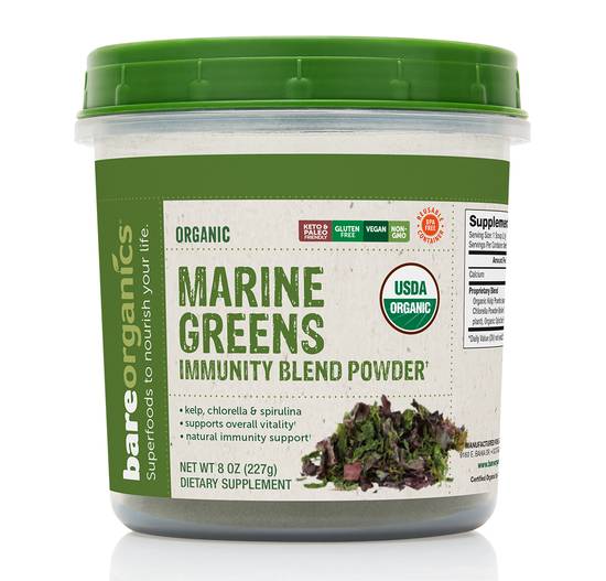 BareOrganics Marine Greens Immunity Blend Powder - 8 oz