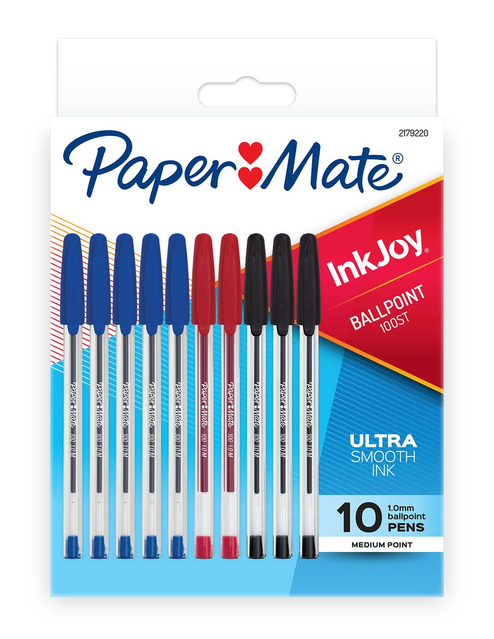 Paper Mate Inkjoy Capped Ballpoint Pens, 1 mm, Assorted (10 pack)