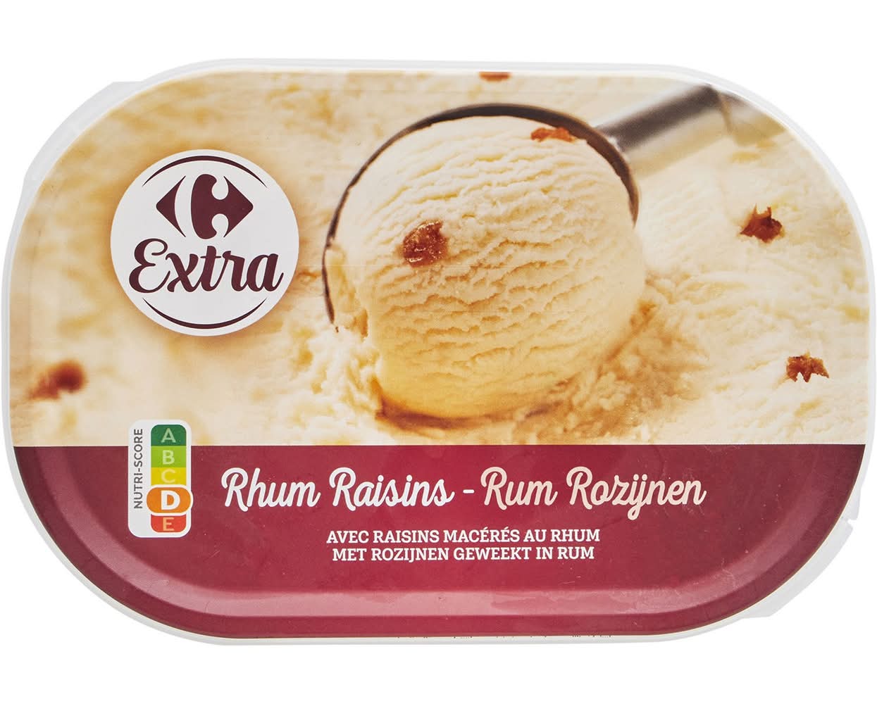Carrefour Extra - Crème glacée, rhum raisins (500g)