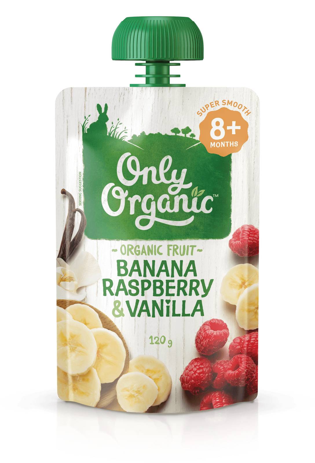 Only Organic Banana Raspberry & Vanilla 8+Months Baby Food 120Gm