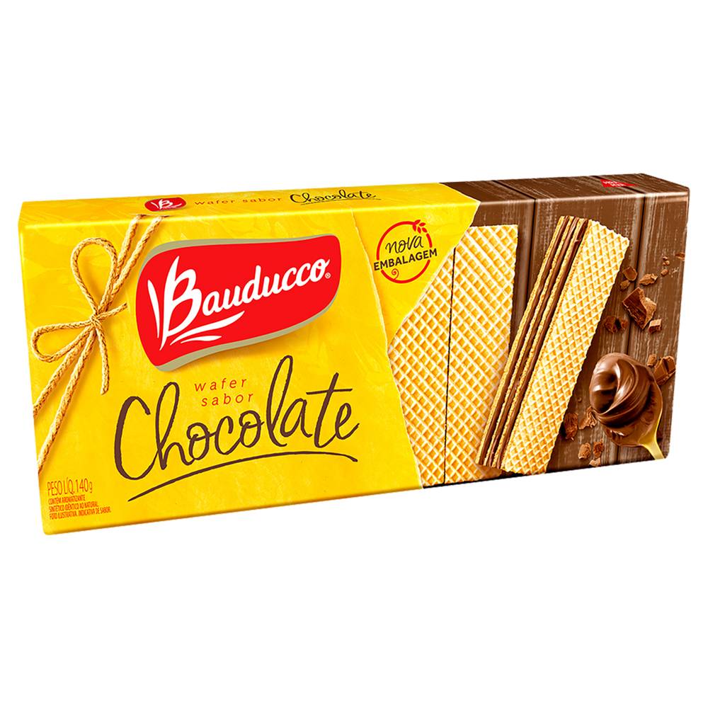 Bauducco biscoito recheado wafer sabor chocolate (140 g)