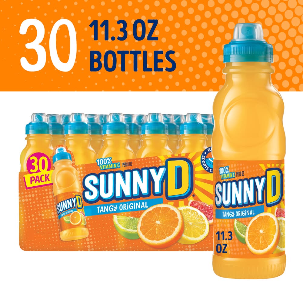 Sunny D Sport Cap Juice Drink, Tangy Original (30 x 11.3 oz)
