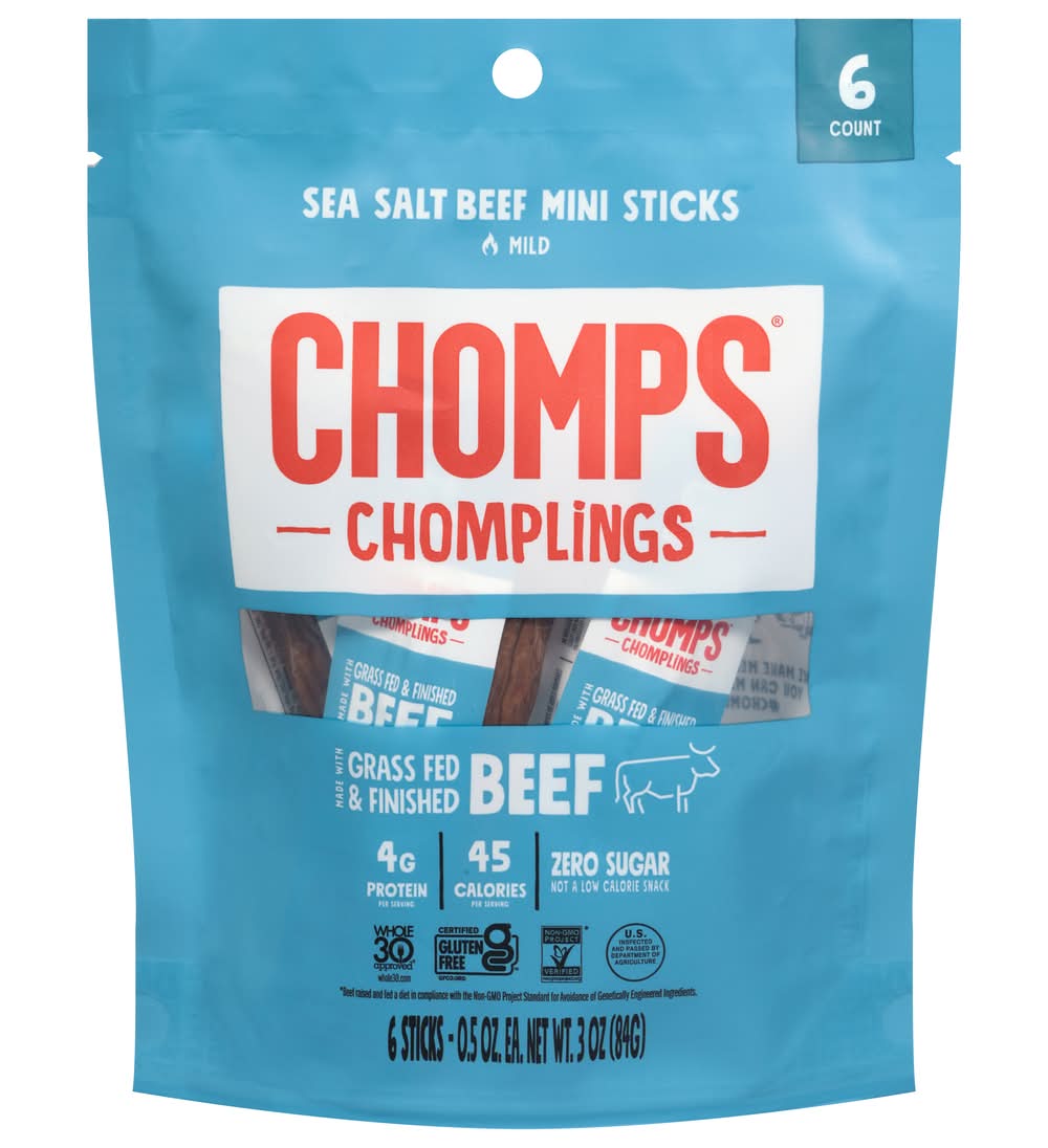 Chomps Sea Salt Chomplings Mini Beef Sticks (6 x 0.5 oz)