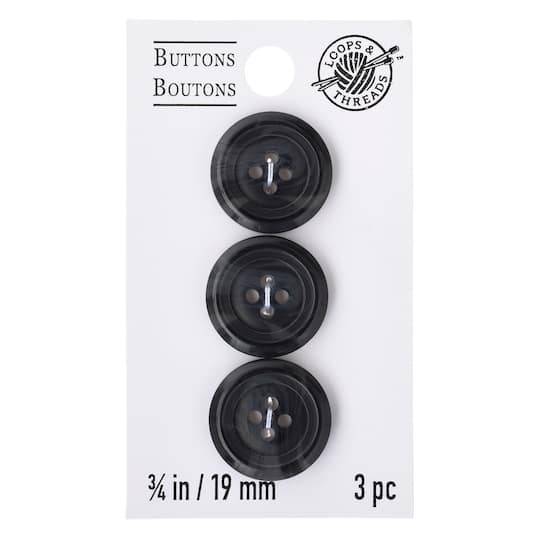 Loops & Threads Buttons, 3/4", Black (3 ct)