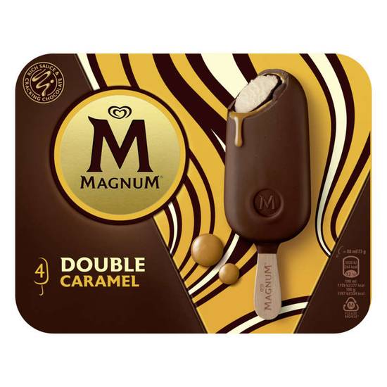 MAGNUM - Bâtonnets glacés - Double caramel  -  x4 - 292g