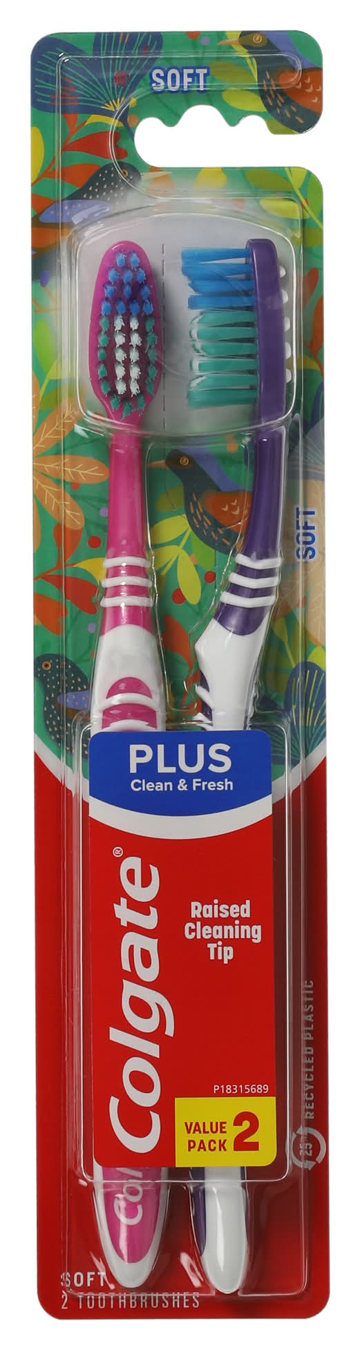 Colgate® Plus Clean & Fresh Soft Toothbrushes 2-Count (Styles May Vary)