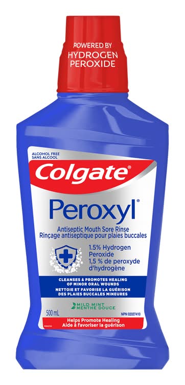Colgate peroxyl rinçage antiseptique pour plaies buccales (menthe douce) - colgate peroxyl mouth sore rinse (500 ml)