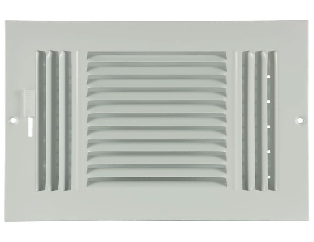 ReliaBilt 10-in x 6-in 3-way Steel White Sidewall/Ceiling Register