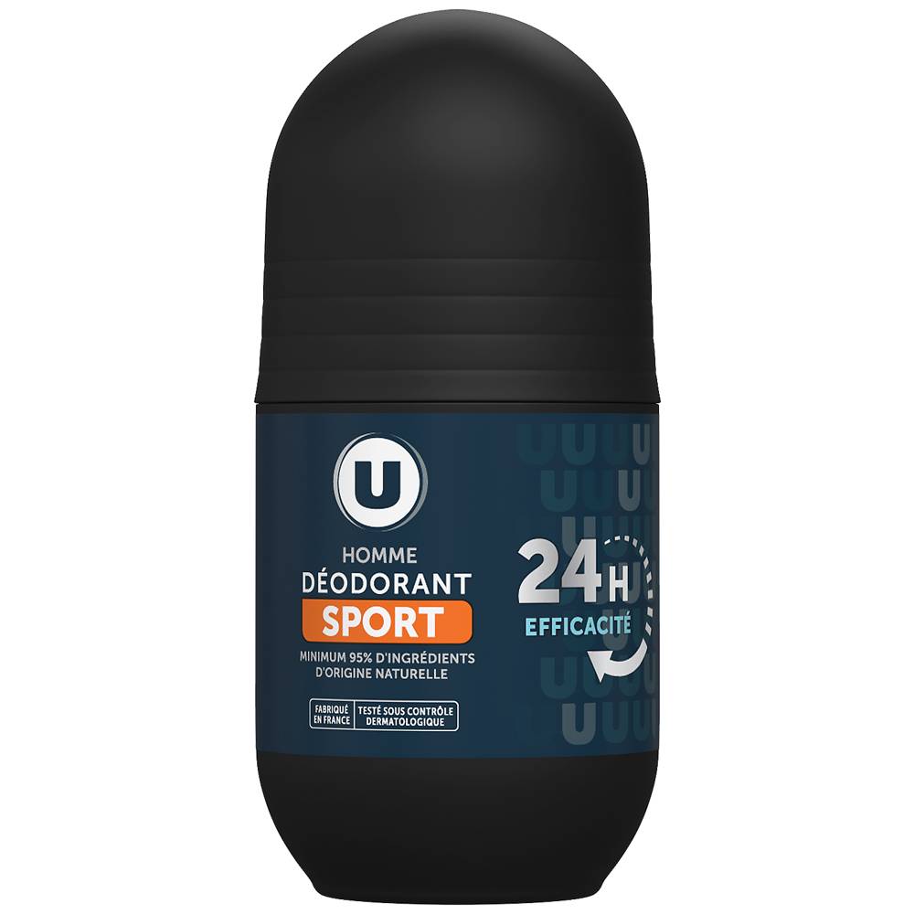 Les Produits U - U déodorant homme efficacité sport 24h (50 ml)