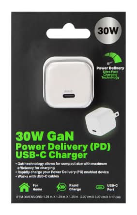 30W GaN Power Delivery USB-C Charger White