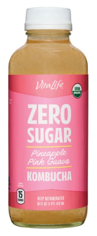 VitaLife Zero Sugar Kombucha, Pineapple Pink Guava (16 fl oz)