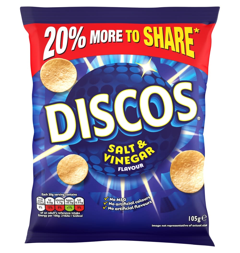 Discos Salt & Vinegar, Sharing Crisps Snacks (105g)