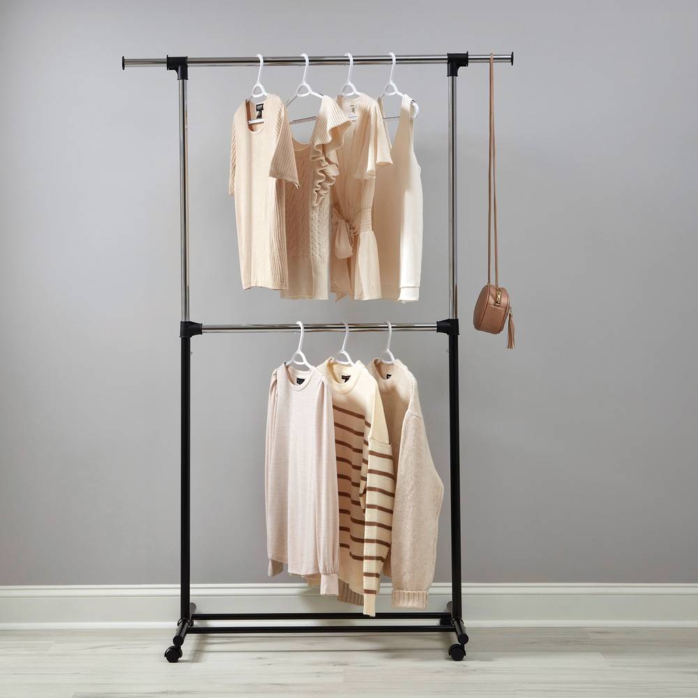 Style Selections Garment rack Chrome,Black Steel Rolling Clothing Rack | SL-109