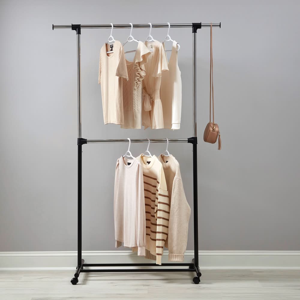 Style Selections Garment rack Chrome,Black Steel Rolling Clothing rack