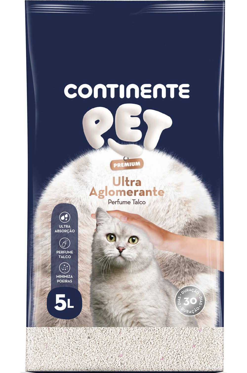 Areia Ultra Aglomerante Perfumado Talco Continente Pet Premium (emb. 5 lt)