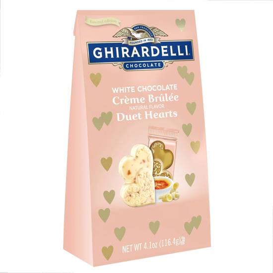 Order GHIRARDELLI White Chocolate Creme Brulee Duet Hearts, Chocolate Hearts for Valentines, 4.1 OZ Bag food online from CVS store, VIENNA on bringmethat.com