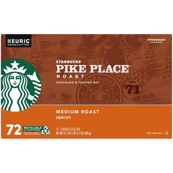 Starbucks Pike Place Medium Roast K-Cup, 72-count