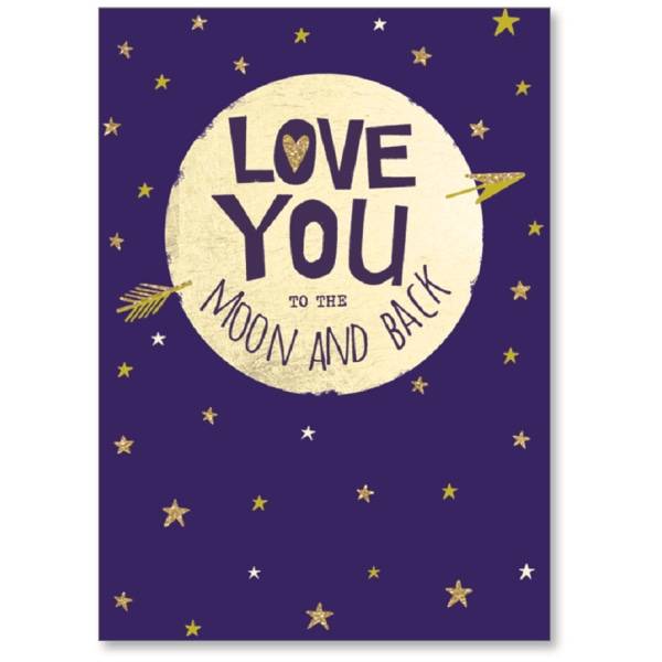 Viabella I Love You To the Moon and Back Greeting Card, 5 in x 7 in, Assorted