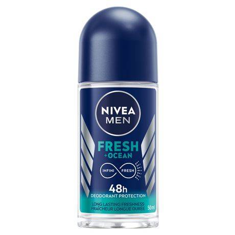 Nivea Men Fresh Ocean Aluminum Free Roll on Deodorant For Men 48h Protection Against Odour and Sweat