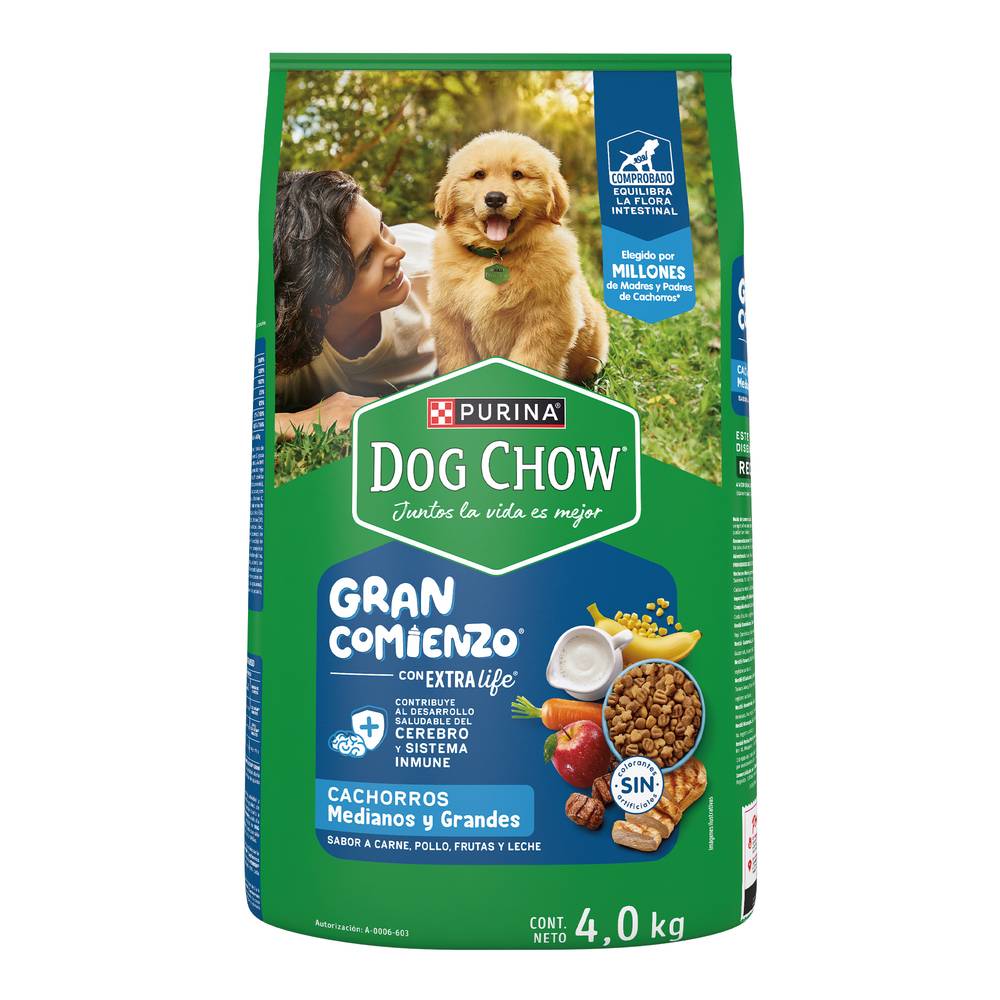 Dog chow alimento extralife cachorros medianos y grandes (costal 4 kg)