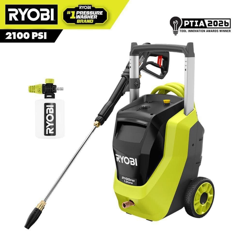 Ryobi 2100 Psi 1.2 Gpm Cold Water Corded Electric Pressure Washer With Foamer