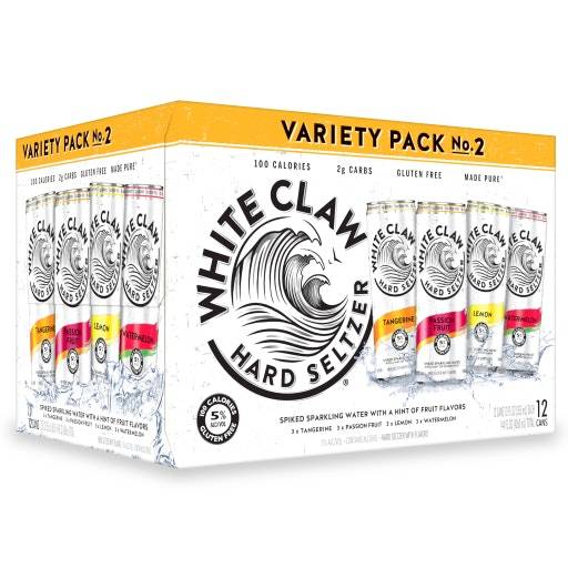White Claw Variety pack Hard Seltzer (12 ct, 12 fl oz) (tangerine-passion fruit-lemon-watermelon)