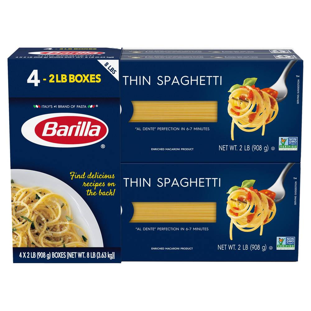 Barilla Thin Spaghetti, 2 lbs, 4 count