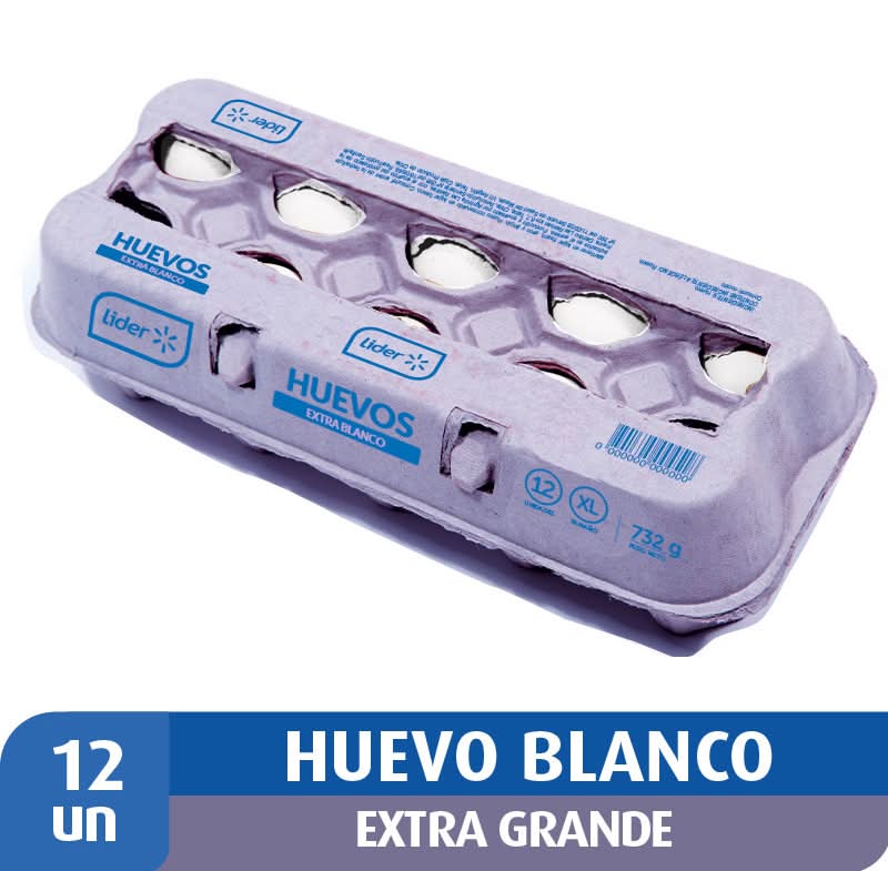 Lider · Huevo - Extra Grande - Blanco (12 un)