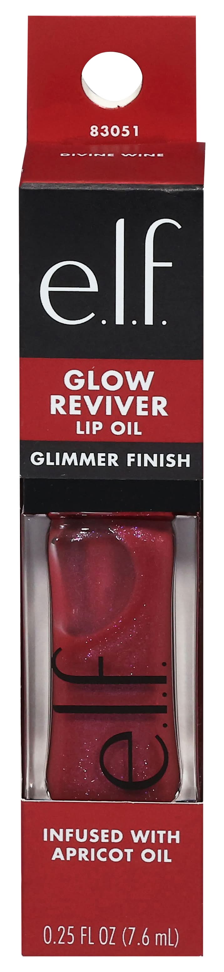 e.l.f. Glow Reviver Lip Oil Glimmer Mint, Divine Wine (0.25 fl oz)