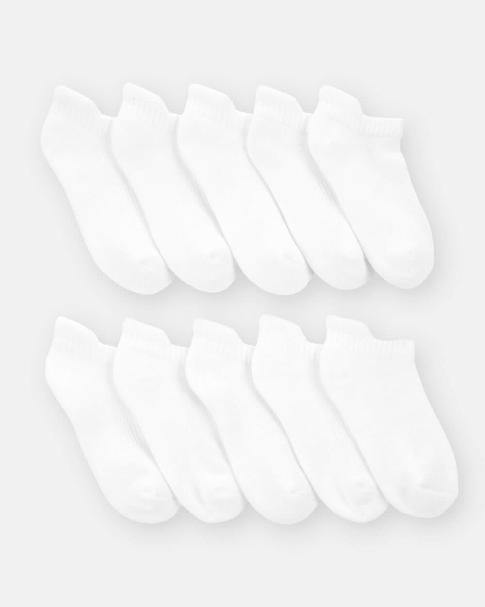 Boys 10-Pack No Show Socks - White - 4-7