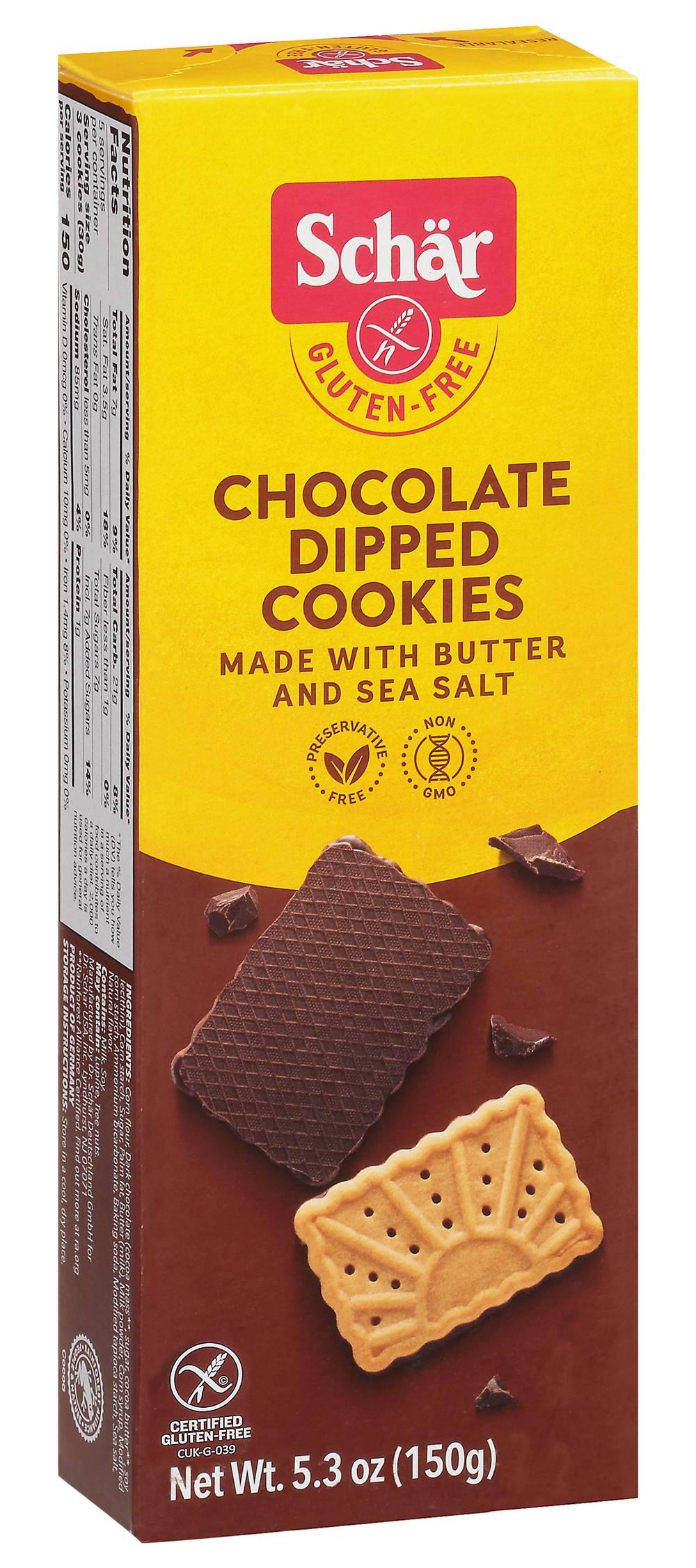 Schar Choclate Dipped Cookies With Butter and Sea Salt (5.3 oz)