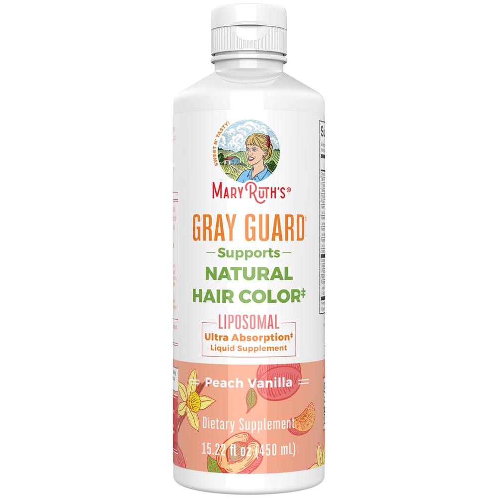 Gray Guard Natural Hair Color Support – Liquid Liposomal – Peach Vanilla (15.22 Fl. Oz. / 30 Servings)