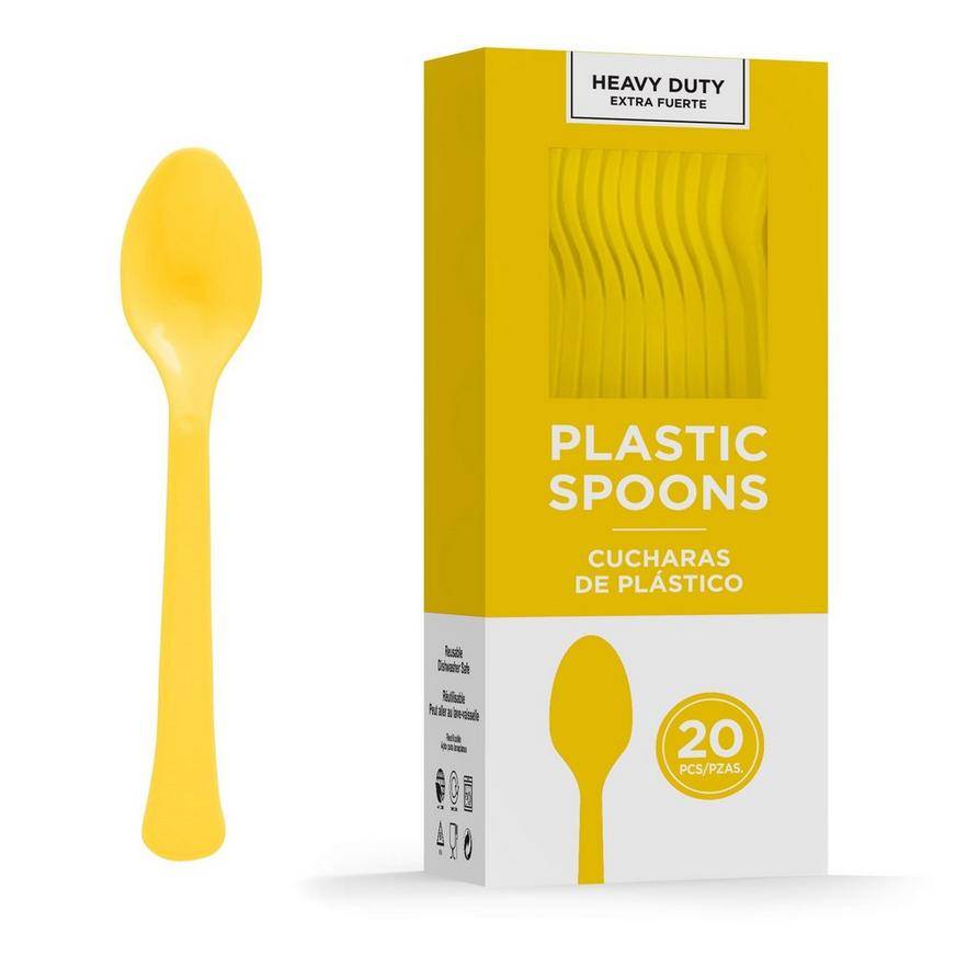 Sunshine Yellow Heavy-Duty Plastic Spoons, 50ct