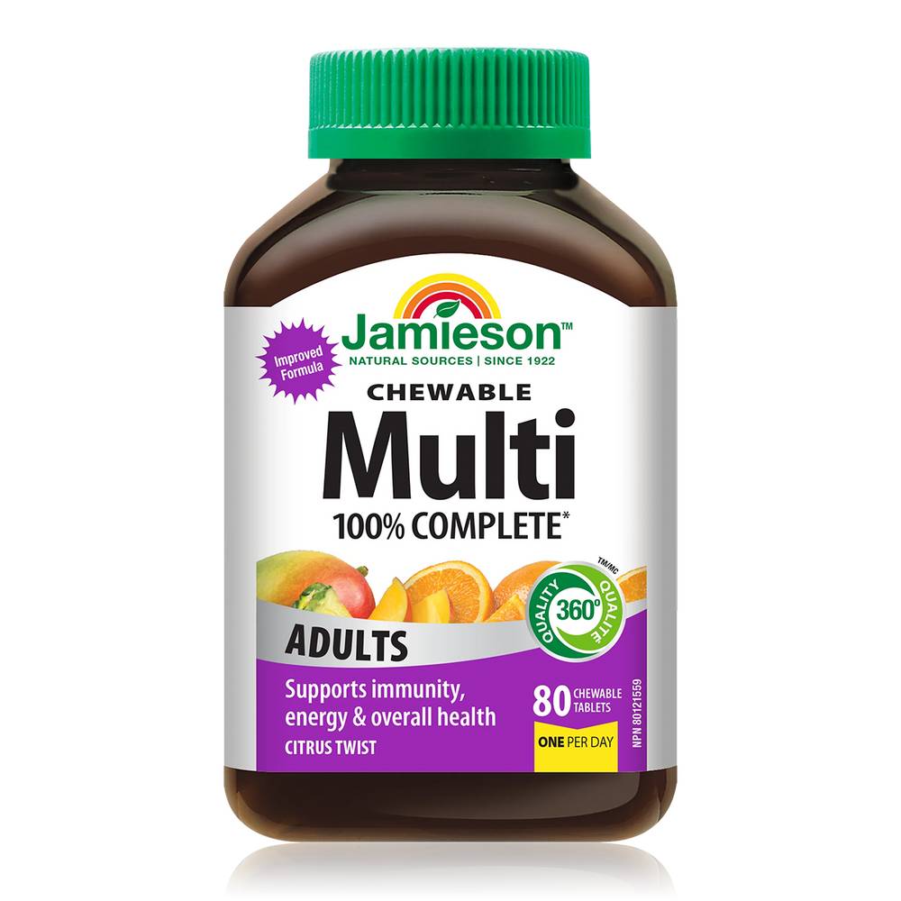 Jamieson 100% Complete Adult Multivitamin Chewable Tablets, Citrus (80 ct)