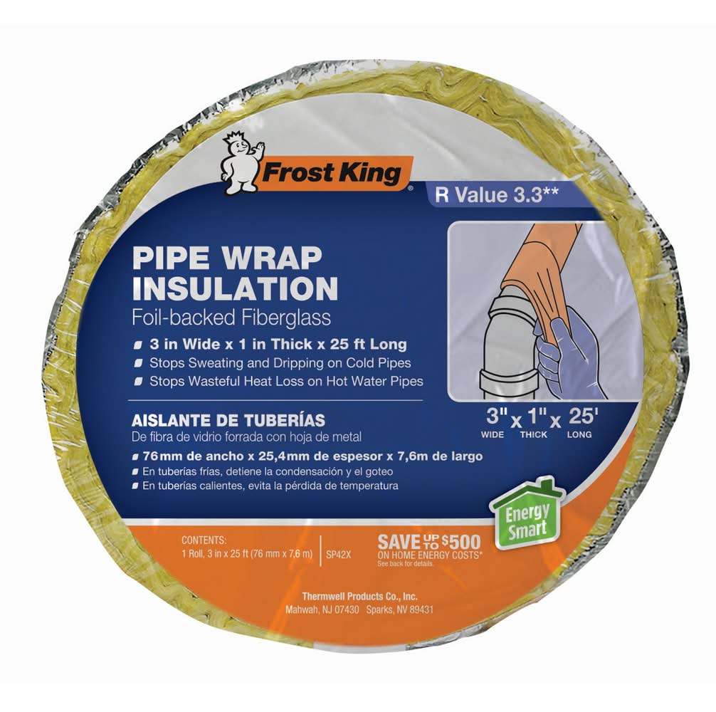 Frost King 3 In. X 25 Ft. L Fiberglass/Foil Pipe Insulation