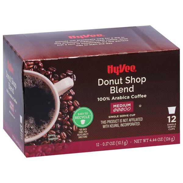 Hy-Vee Donut Shop Blend Single Cup Coffee 12-0.37 oz ea.