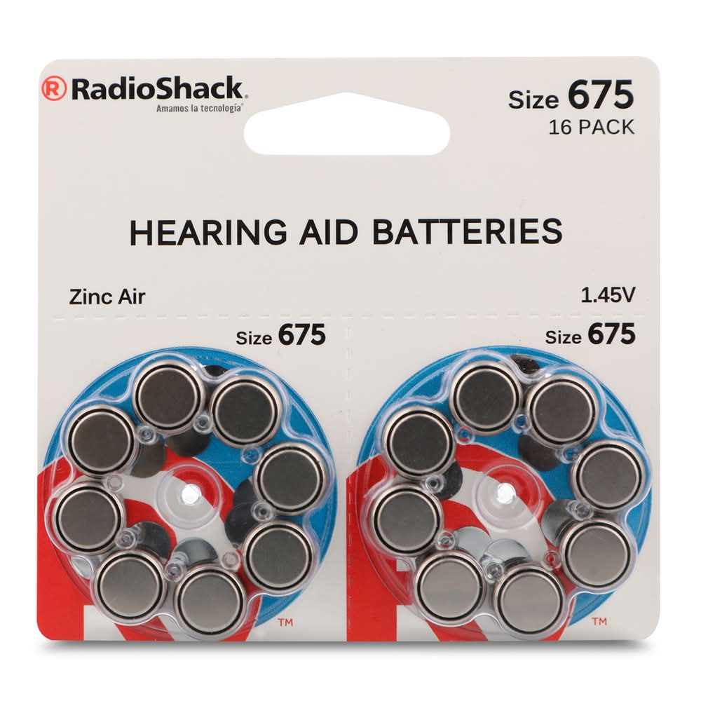 RadioShack · Pack pila auditiva de zinc air, Talla 675 (16 un)