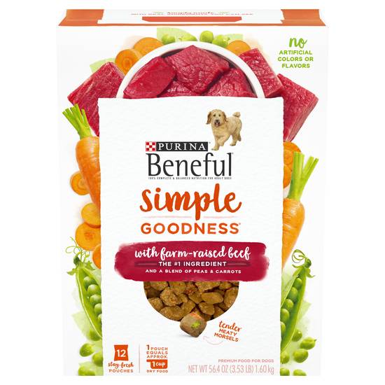 Beneful Purina Goodness Simple With Farm Raised Beef Dogs Food (12 ct)