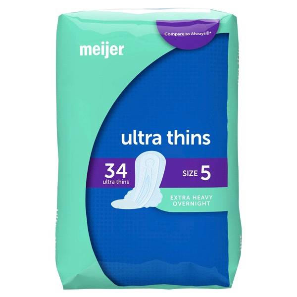 Meijer Overnight Extra Heavy Ultra Thin Maxi Pads With Flexi-Wings