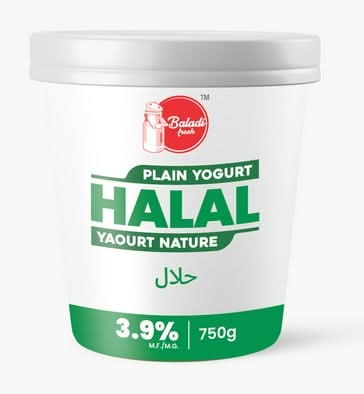 Baladi Fresh 3.9% Halal Plain Yogurt (750 g)