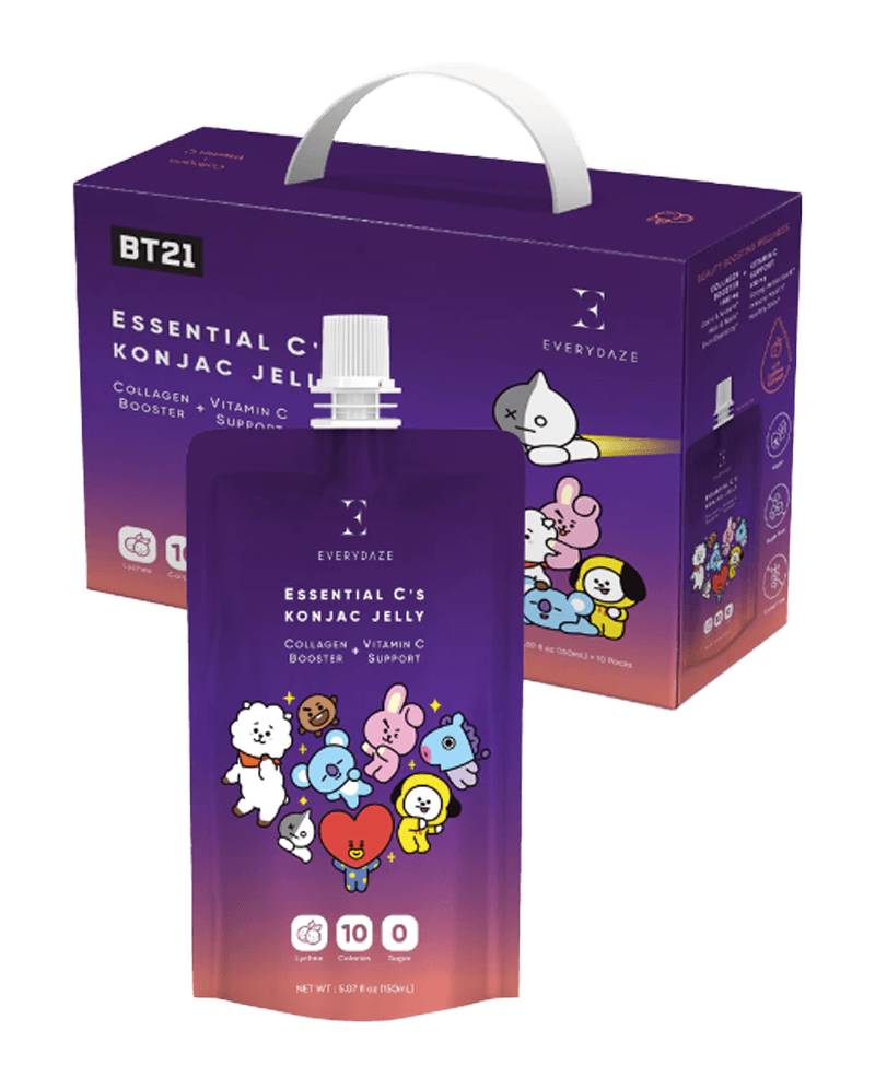Everydaze With Bt21: Essential C’s Konjac Jelly – Lychee Box, Lychee (10 x 5.07 fl oz)