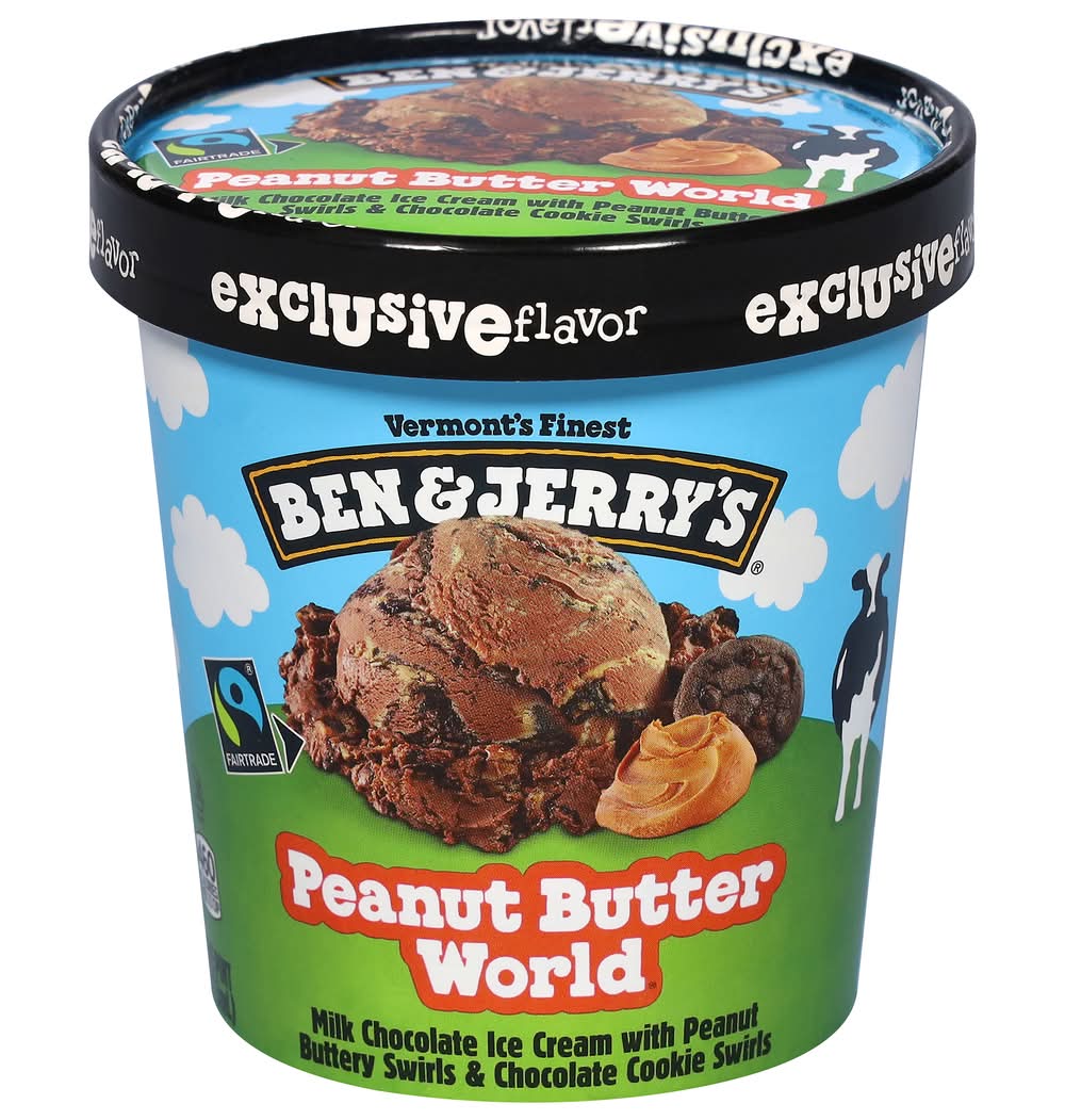 Ben & Jerry's Milk Chocolate Ice Cream, Peanut Butter World (16 fl oz)