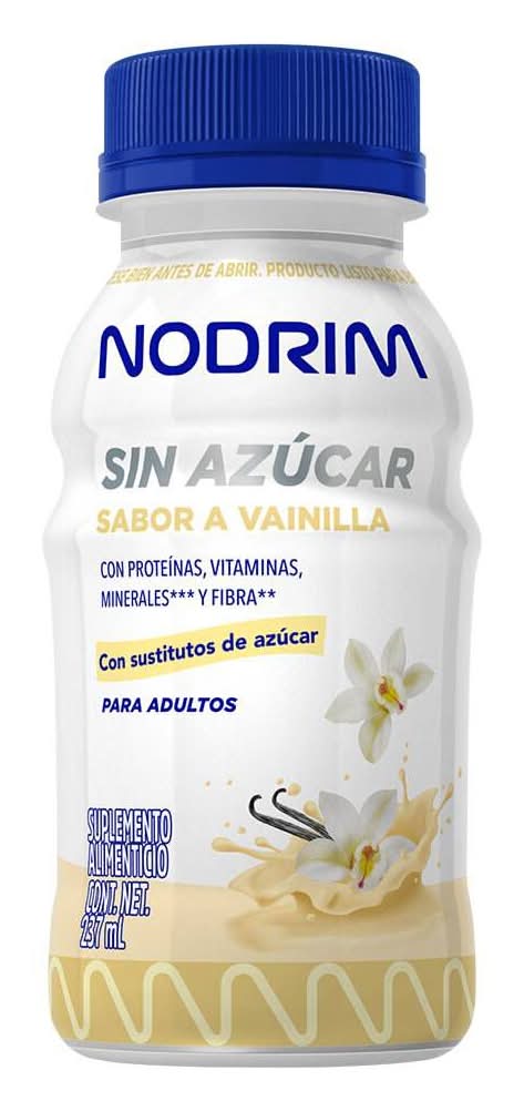 Nodrim · Suplemento alimenticio sin azúcar, vainilla (237 ml)