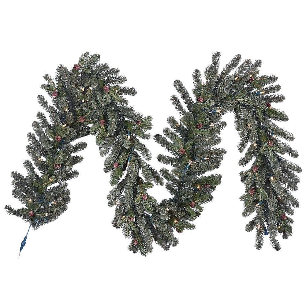 GE Indoor Pre-lit Electrical Outlet 9-ft Mixed Needle Artificial Garland with Color Changing LED Lights | 19001LO