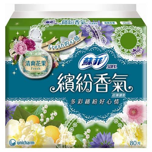 蘇菲繽紛香氣超薄護墊清爽花果-80PC <80PC片 x 1 x 1Pack包>