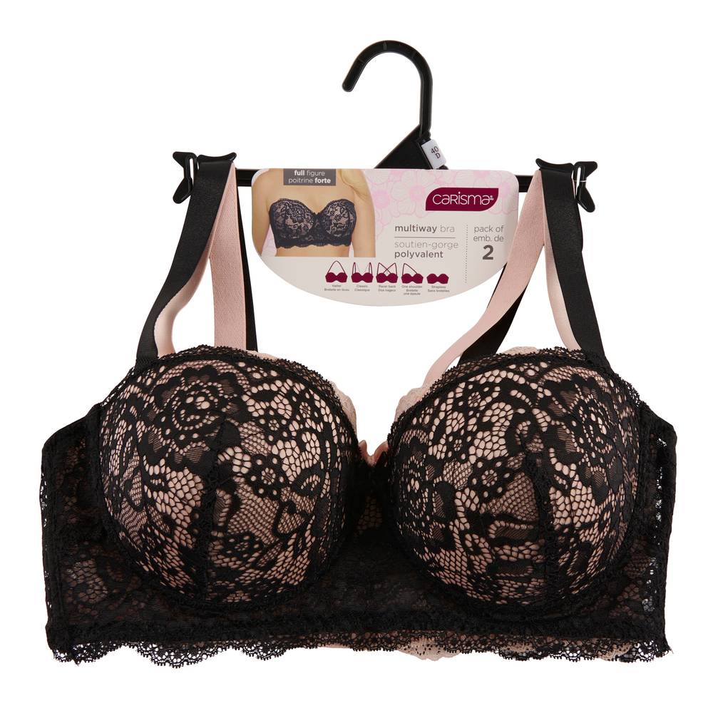 Soutien-gorge transformable taille plus Carisma pour femmes, emb. de 2 (42 D, Poudre pêche) / Carisma Women's Plus Convertible Bra, 2-Pack (42 D, Peach Blush)