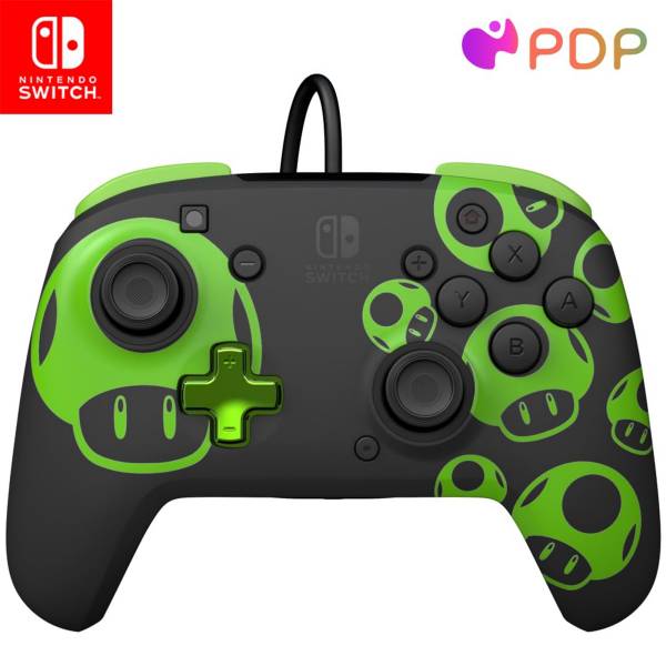 Nintendo Switch Rematch Glow Wired Controller 1-up Mushroom