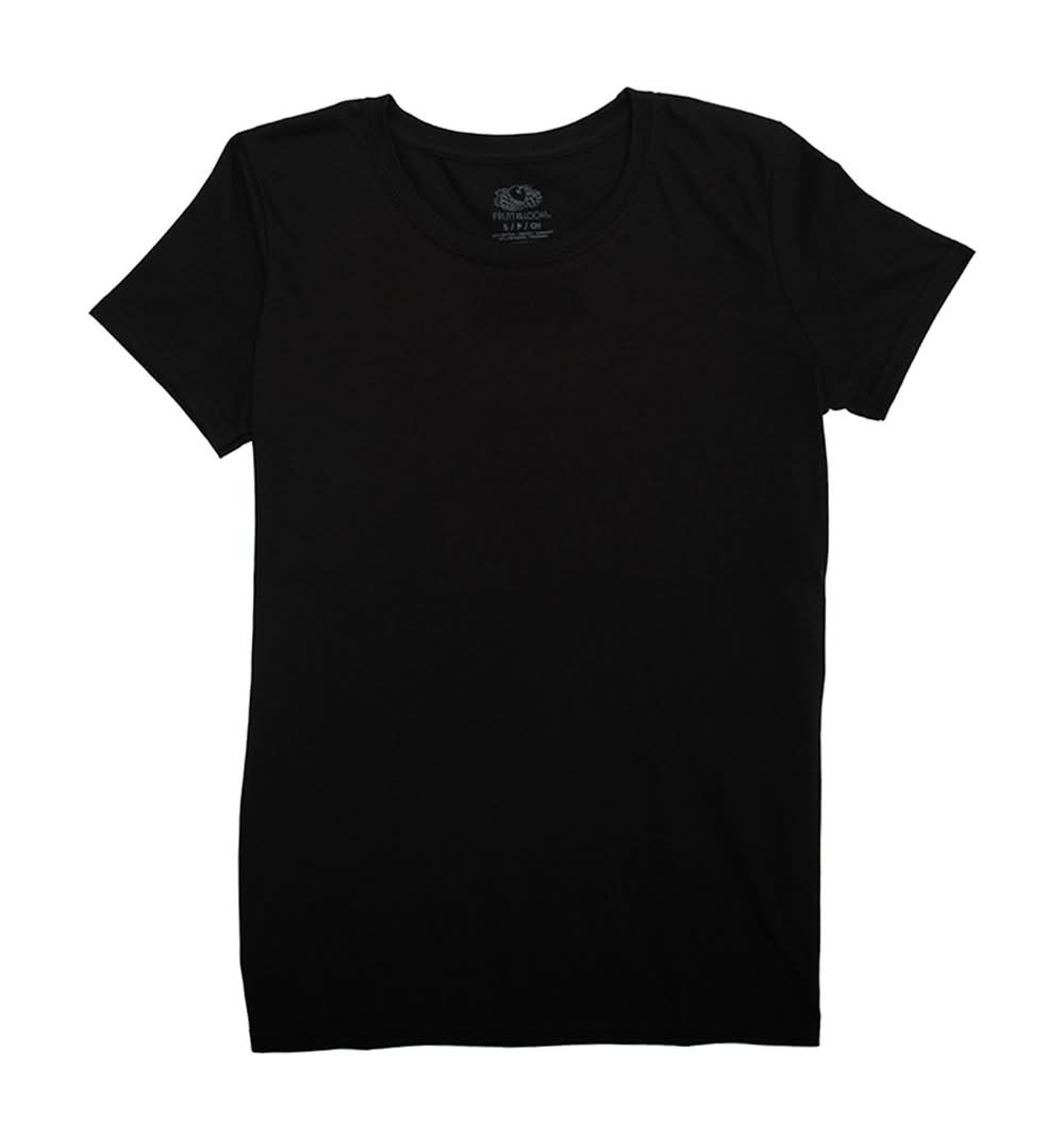 Fruit of the Loom Ladies Short Sleeve Crew T-Shirt, XL, Black