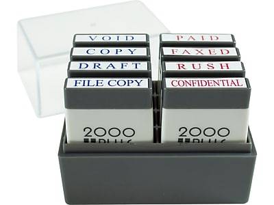 Cosco 2000 PLUS 1W Pre-Inked Stamps, Blue/Red Ink, 8/Pack (030219)